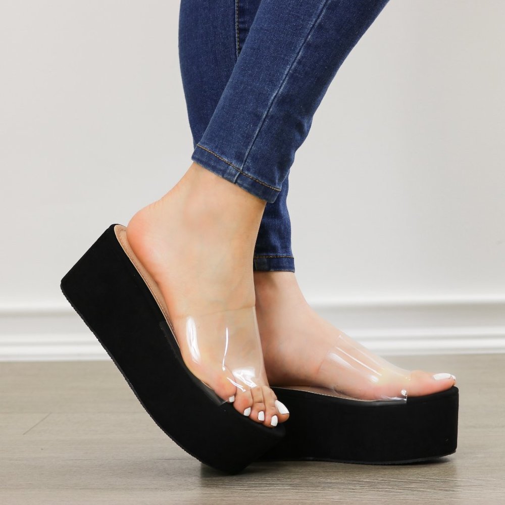 Clear Toe Band Open Toe Slip-on Platform Sandal - Picture 5 of 12